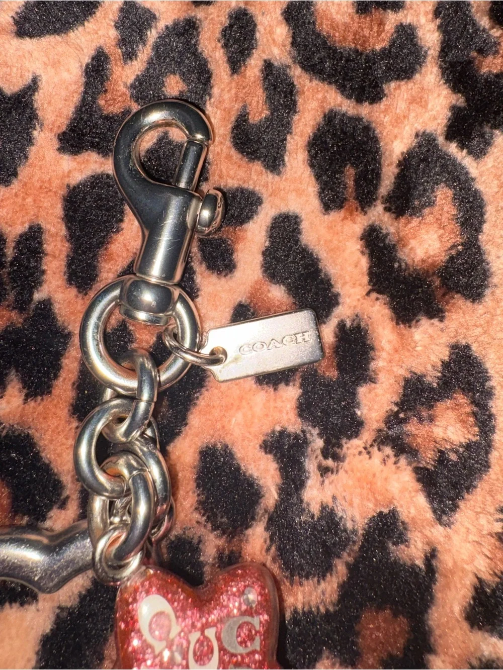 Coach Pink Star Charm Keychain - Signature Logo Accent